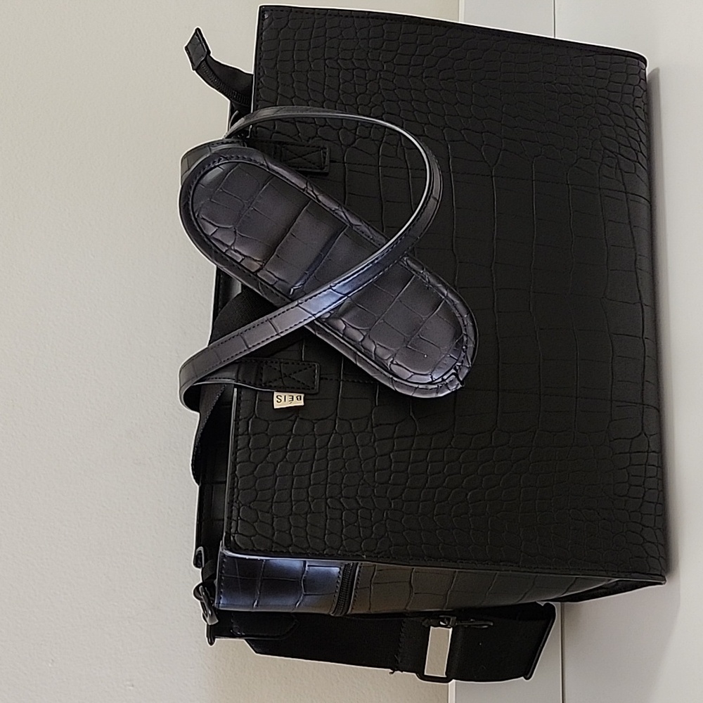 BÉIS 'The Large Work Tote' in Black Croc Large Laptop Bag - Picture 12 of 16
